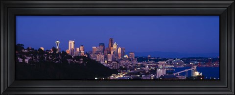 Framed Buildings in a city, Elliott Bay, Seattle, Washington State, USA 2010 Print