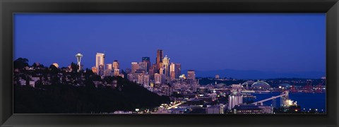 Framed Buildings in a city, Elliott Bay, Seattle, Washington State, USA 2010 Print