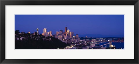 Framed Buildings in a city, Elliott Bay, Seattle, Washington State, USA 2010 Print