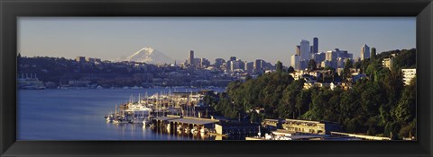 Framed Buildings at the waterfront, Lake Union, Seattle, Washington State, USA 2010 Print