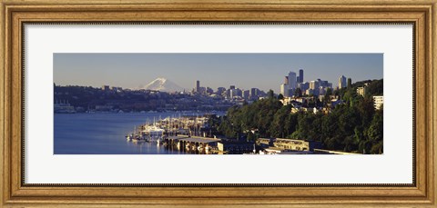 Framed Buildings at the waterfront, Lake Union, Seattle, Washington State, USA 2010 Print