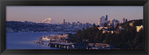 Framed Buildings at the waterfront, Lake Union, Seattle, Washington State, USA Print