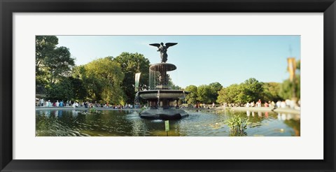 Framed Fountain in a park, Central Park, Manhattan, New York City, New York State, USA Print