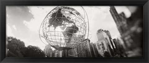 Framed Steel globe, Columbus Circle, Manhattan, New York City, New York State, USA Print