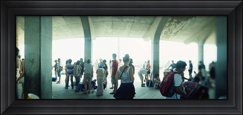 Framed Tourists on a boardwalk, Coney Island, Brooklyn, New York City, New York State, USA Print