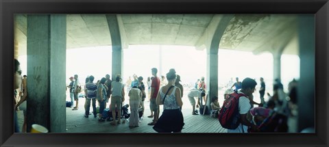 Framed Tourists on a boardwalk, Coney Island, Brooklyn, New York City, New York State, USA Print