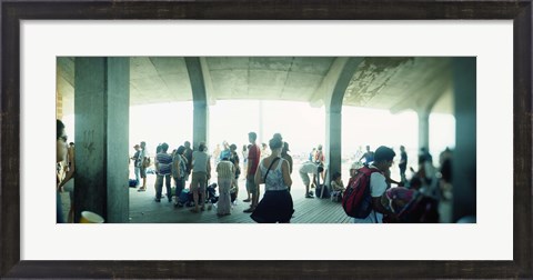 Framed Tourists on a boardwalk, Coney Island, Brooklyn, New York City, New York State, USA Print