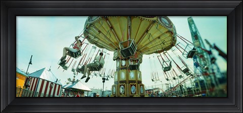 Framed Tourists riding on an amusement park ride, Lynn&#39;s Trapeze, Luna Park, Coney Island, Brooklyn, New York City, New York State, USA Print