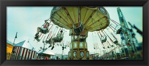 Framed Tourists riding on an amusement park ride, Lynn&#39;s Trapeze, Luna Park, Coney Island, Brooklyn, New York City, New York State, USA Print