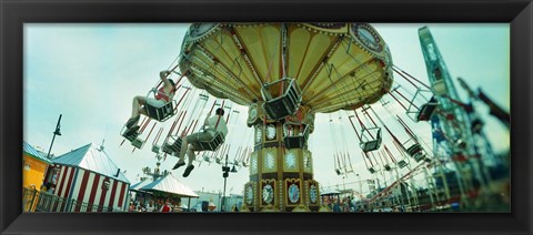 Framed Tourists riding on an amusement park ride, Lynn&#39;s Trapeze, Luna Park, Coney Island, Brooklyn, New York City, New York State, USA Print