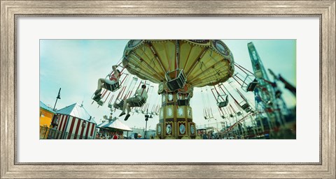 Framed Tourists riding on an amusement park ride, Lynn&#39;s Trapeze, Luna Park, Coney Island, Brooklyn, New York City, New York State, USA Print