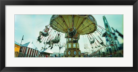 Framed Tourists riding on an amusement park ride, Lynn&#39;s Trapeze, Luna Park, Coney Island, Brooklyn, New York City, New York State, USA Print