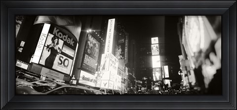 Framed Black and white view of Times Square, Manhattan Print