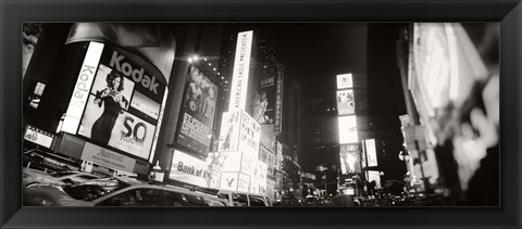 Framed Black and white view of Times Square, Manhattan Print