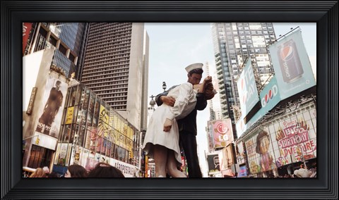 Framed Sculpture in a city, V-J Day, World War Memorial II, Times Square, Manhattan, New York City, New York State, USA Print