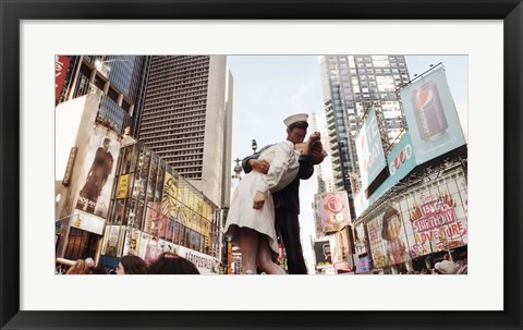 Framed Sculpture in a city, V-J Day, World War Memorial II, Times Square, Manhattan, New York City, New York State, USA Print