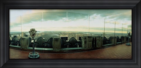 Framed Coin-operated binoculars on the top of a building, Rockefeller Center, Manhattan, New York Print