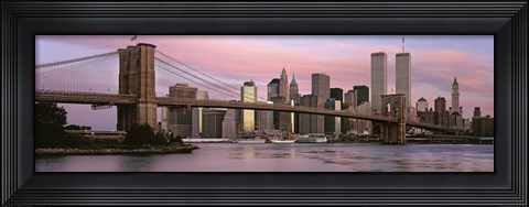 Framed Bridge across a river, Brooklyn Bridge, Manhattan, New York City, New York State, USA Print