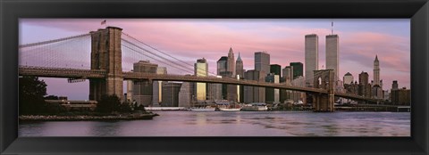 Framed Bridge across a river, Brooklyn Bridge, Manhattan, New York City, New York State, USA Print