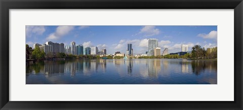 Framed Reflection of buildings in a lake, Lake Eola, Orlando, Orange County, Florida, USA 2010 Print