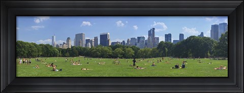 Framed Tourists resting in a park, Sheep Meadow, Central Park, Manhattan, New York City, New York State, USA Print