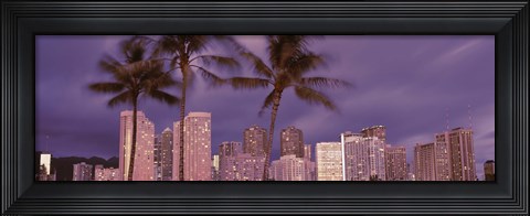 Framed Buildings in a city, Honolulu, Oahu, Honolulu County, Hawaii, USA 2010 Print