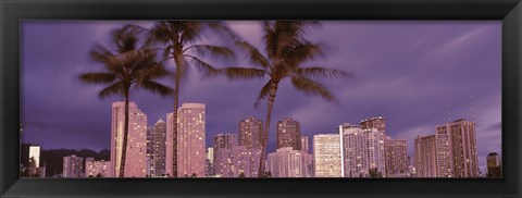 Framed Buildings in a city, Honolulu, Oahu, Honolulu County, Hawaii, USA 2010 Print