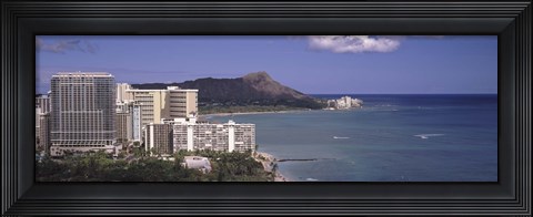 Framed Buildings at the waterfront, Honolulu, Oahu, Honolulu County, Hawaii Print