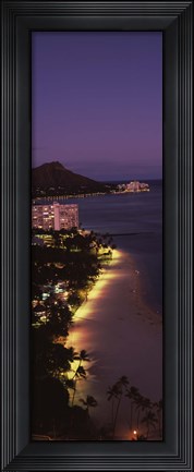 Framed Buildings at the waterfront, Honolulu, Hawaii Print
