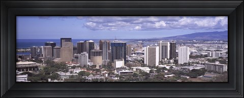 Framed High angle view of a city, Honolulu, Oahu, Honolulu County, Hawaii, USA 2010 Print