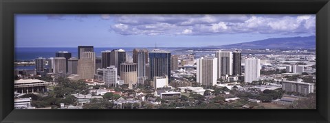 Framed High angle view of a city, Honolulu, Oahu, Honolulu County, Hawaii, USA 2010 Print
