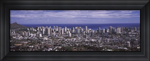 Framed Aerial view of a city, Honolulu, Oahu, Honolulu County, Hawaii, USA 2010 Print
