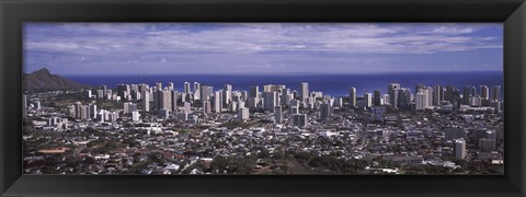 Framed Aerial view of a city, Honolulu, Oahu, Honolulu County, Hawaii, USA 2010 Print