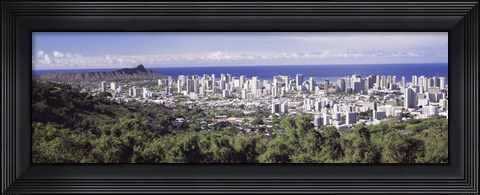 Framed View of Honolulu with the ocean in the background, Oahu, Honolulu County, Hawaii, USA 2010 Print