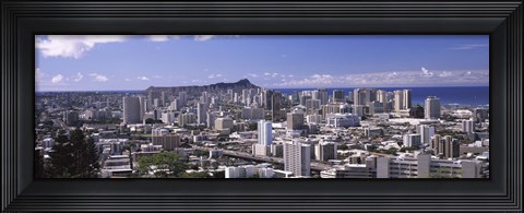 Framed High angle view of a city, Honolulu, Oahu, Honolulu County, Hawaii, USA Print