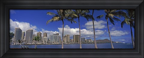 Framed Skyscrapers at the waterfront, Honolulu, Hawaii Print