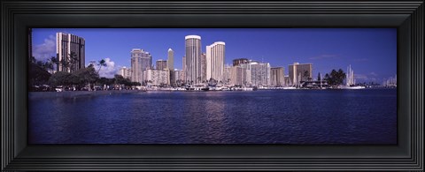 Framed Skyscrapers at the waterfront, Honolulu, Hawaii, USA Print
