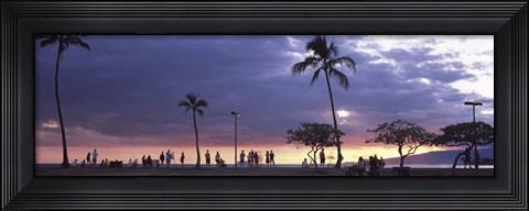 Framed Tourists on the beach, Honolulu, Oahu, Hawaii, USA Print