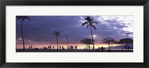 Framed Tourists on the beach, Honolulu, Oahu, Hawaii, USA Print