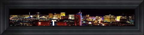 Framed High angle view of a city at night, Las Vegas, Clark County, Nevada, USA 2011 Print