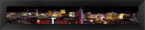 Framed High angle view of a city at night, Las Vegas, Clark County, Nevada, USA 2011 Print