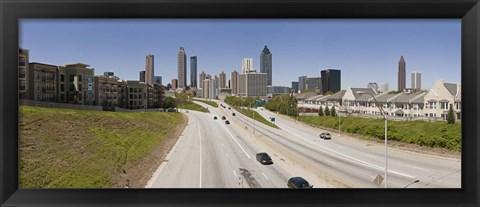 Framed Vehicles moving on the road leading towards the city, Atlanta, Georgia, USA Print