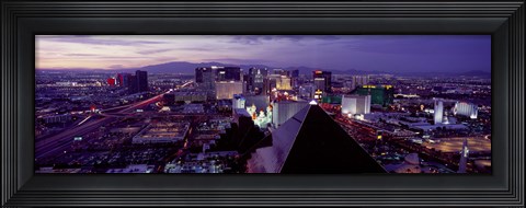 Framed City lit up at dusk, Las Vegas, Clark County, Nevada, USA Print