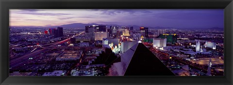 Framed City lit up at dusk, Las Vegas, Clark County, Nevada, USA Print