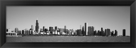 Framed Skyscrapers at the waterfront, Willis Tower, Chicago, Cook County, Illinois, USA Print