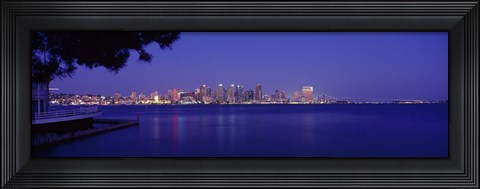 Framed San Diego in the Distance, Night View Print