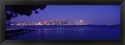 Framed San Diego in the Distance, Night View Print