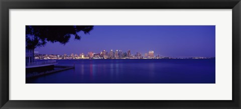 Framed San Diego in the Distance, Night View Print