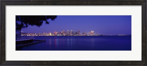 Framed San Diego in the Distance, Night View Print