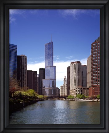 Framed Skyscraper in a city, Trump Tower, Chicago River, Chicago, Cook County, Illinois, USA Print